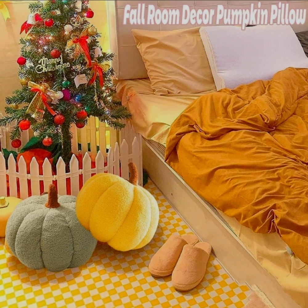 Plush Pumpkin Pillow Autumn Fall Farm Rustic Cottage Collectible Family Copy🇺🇦